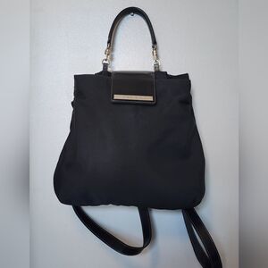 BVLGARI Backpack Nylon/leather Black Auth